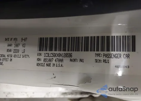 2008 Chrysler Sebring Touring z USA, uszkodzony, nr VIN 1C3LC56KX8N128596